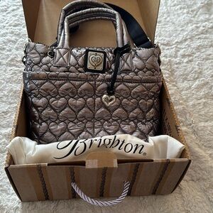 BRIGHTON Kamille Metallic nylon silver pewter cross body bag